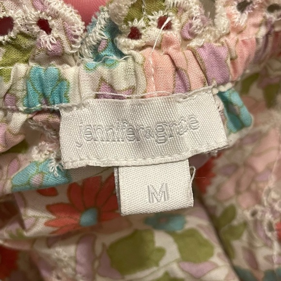 Anthropologie Jennifer & Grace Floral Cotton Blouse with Ruffle Trim - Picture 5 of 7